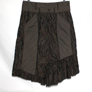 Unique Designer Skirt US 8 CAMELA ME Krinkle Assymetrical Below the Knee Brown